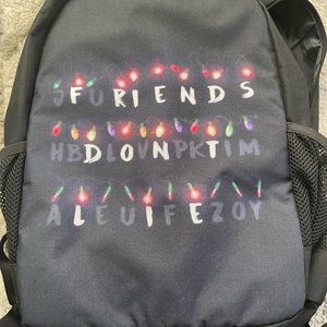 Stranger things bookbag, "Friends dont lie" Season 1 black bookbag